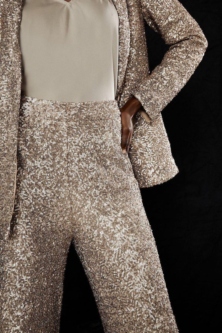 Style: Straight Leg TrousersFabric: SequinLength: Regular Bridesmaid Suit, Bridesmaid Suits, Party Style, Fashion Face, Party Fashion, Holiday Fashion, Occasion Wear, Champagne, Sequin