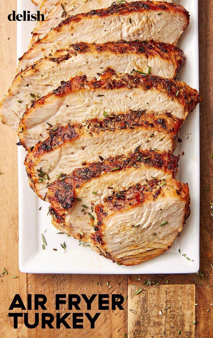 air fryer turkey on a white plate