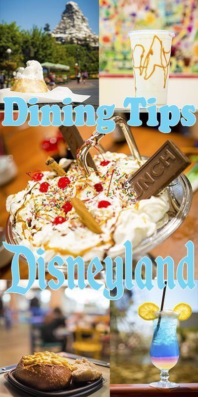 there is a collage of pictures with food and drinks on it that include disneyland