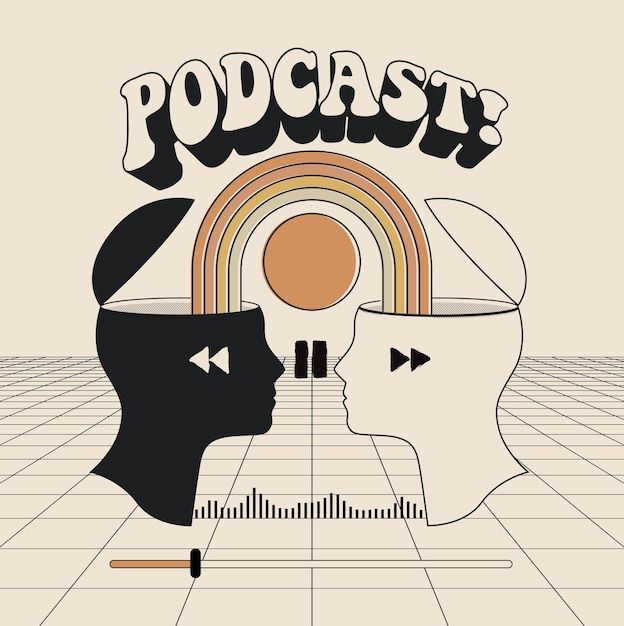 two people are facing each other in front of a rainbow and the words'podcast '