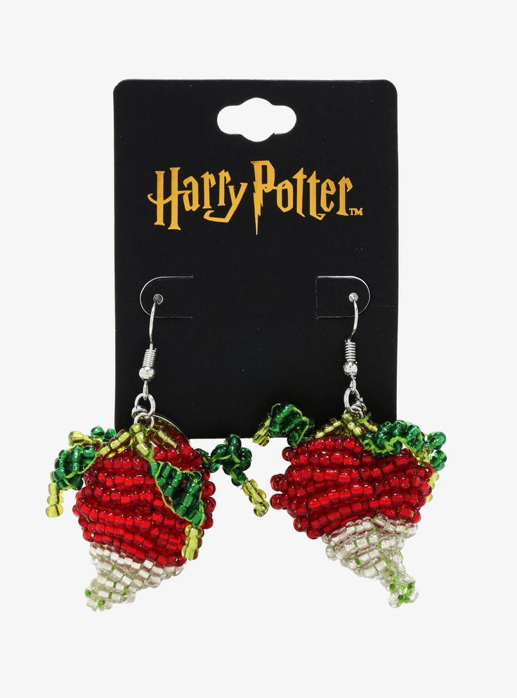 harry potter earrings with strawberries on them