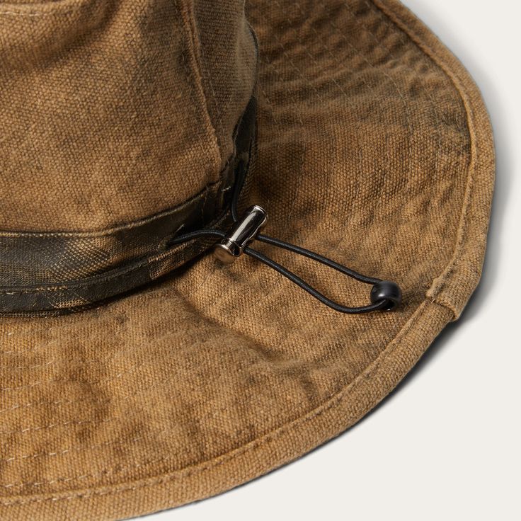 Brown Waterproof Casual Hats For Outdoor Work, Weatherproof Adjustable Hats For Outdoor Activities, Casual Waterproof Hats For Outdoor Work, Outdoor Brimmed Canvas Hats, Outdoor Canvas Brimmed Hat, Durable Casual Hat For Outdoor Work, Casual Durable Hats For Outdoor Work, Brown Military Hat For Outdoor Activities, Rustic Adjustable Hat For Hunting