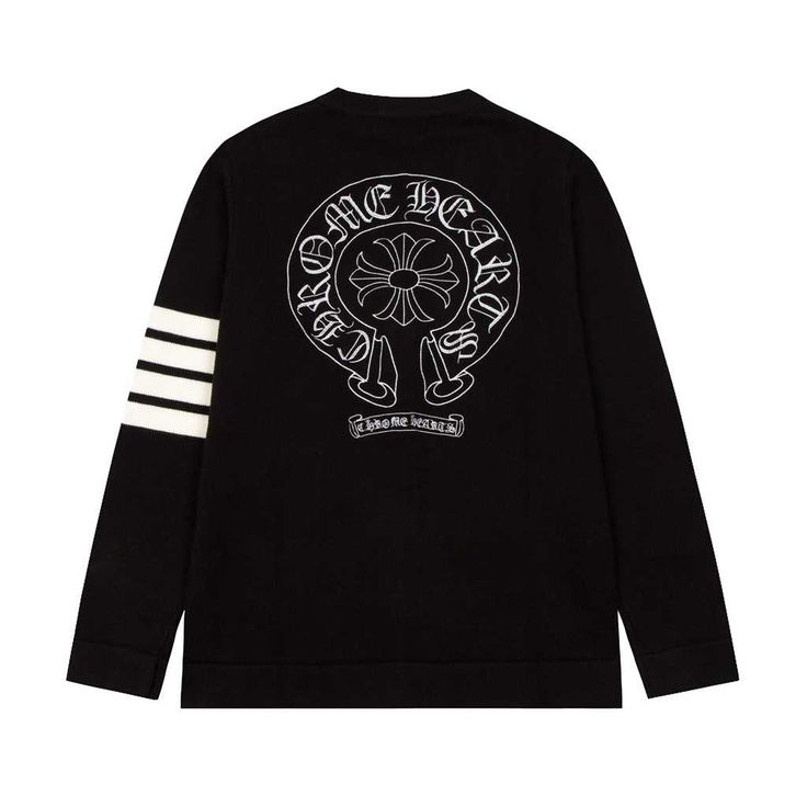 Brand New And Unusedcan Use Oneselfit Would Also Be A Nice Gift Chrome Hearts Sweatshirt, Black Crew Neck Cardigan For Streetwear, Black Cardigan With Ribbed Cuffs For Streetwear, Black Long Sleeve Cardigan For Streetwear, Hearts Cardigan, Heart Cardigan, Cardigan Casual, Heart Sweatshirt, Heart Sweater