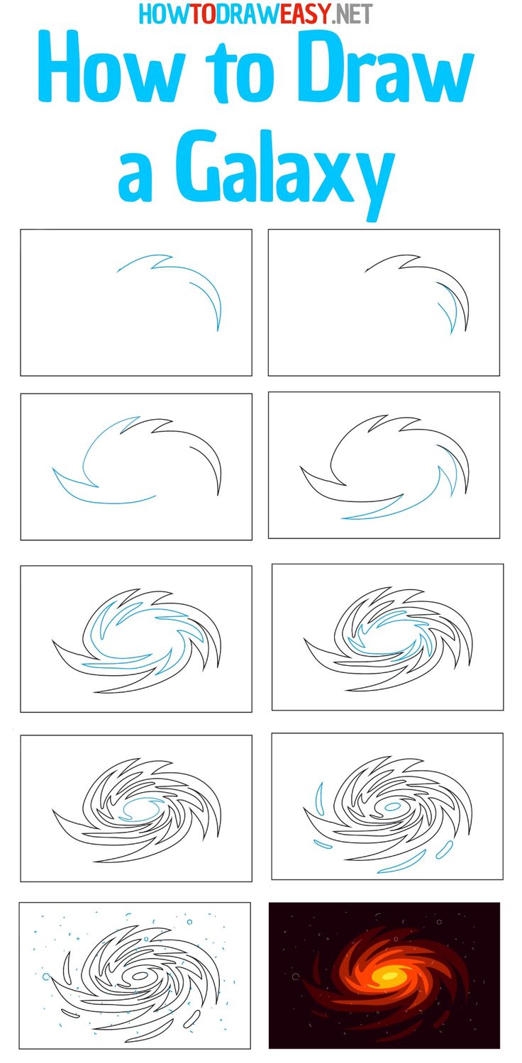 how to draw a galaxy with different shapes and sizes