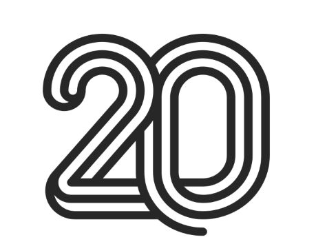 the number 20 is shown in black and white