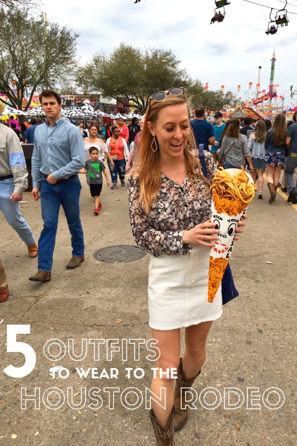 5 Outfits to Wear to the Houston Rodeo Houston Livestock Show And Rodeo Outfits, Rodeo Carnival Outfits, What To Wear To Rodeo Outfits, Mom Rodeo Outfit, Austin Rodeo Outfit, Outfit Ideas For Texas Trip, Spring Rodeo Outfits For Women, Hlsr Houston Rodeo Outfit, Rodeo Cookoff Outfit