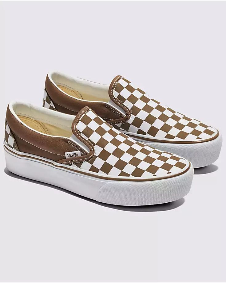 Classic Slip-On Platform Shoe Checkered Vans Platform Slip On, Womens Vans Slip On Shoes, Slip On Platform Boots, Platform Slipon Shoes, Slip On Shoes Steve Madden, Affordable Slip-on Platform Loafers For Fall, Tan Vans Slip On, Olive Green Slip On Vans, Womens Business Casual Vans