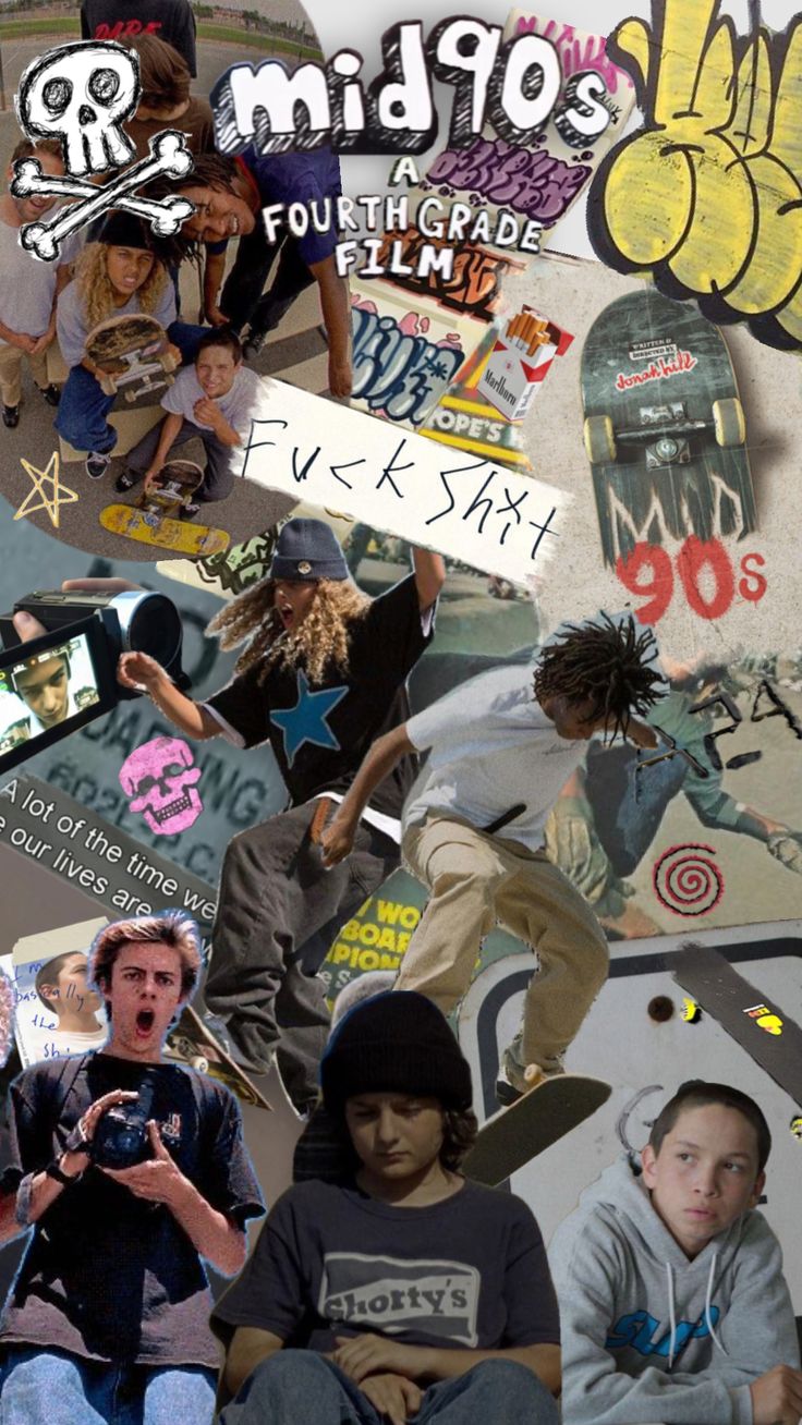 a collage of people with skateboards and graffiti