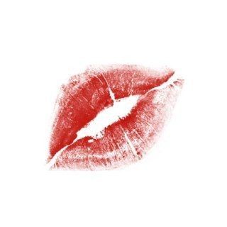 a red lipstick imprint on a white background