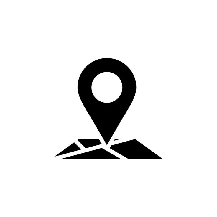 a black and white map pointer icon