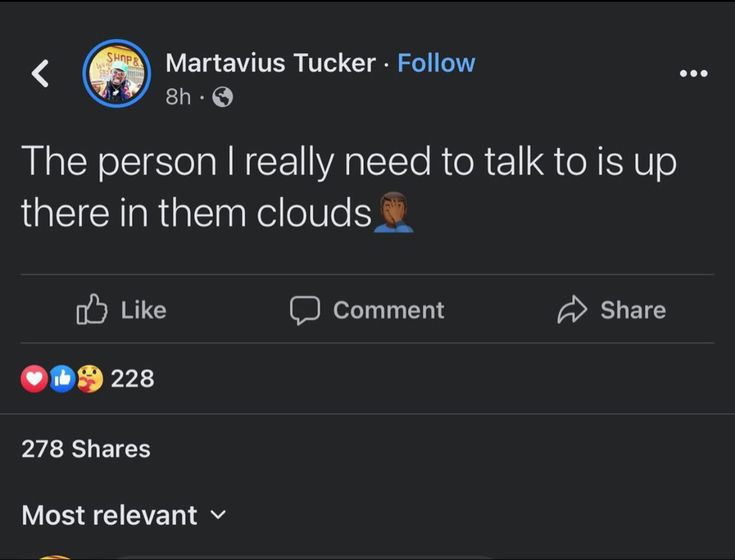 two tweets on twitter with one saying the person i really need to talk to is up there in them clouds