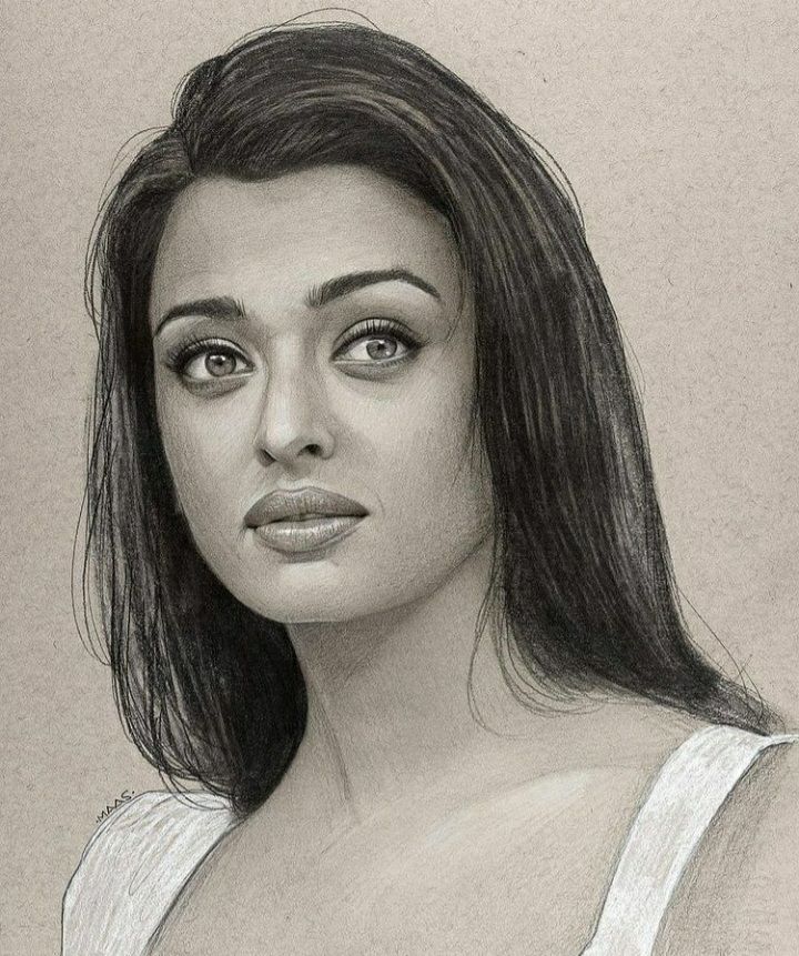 a pencil drawing of a woman's face