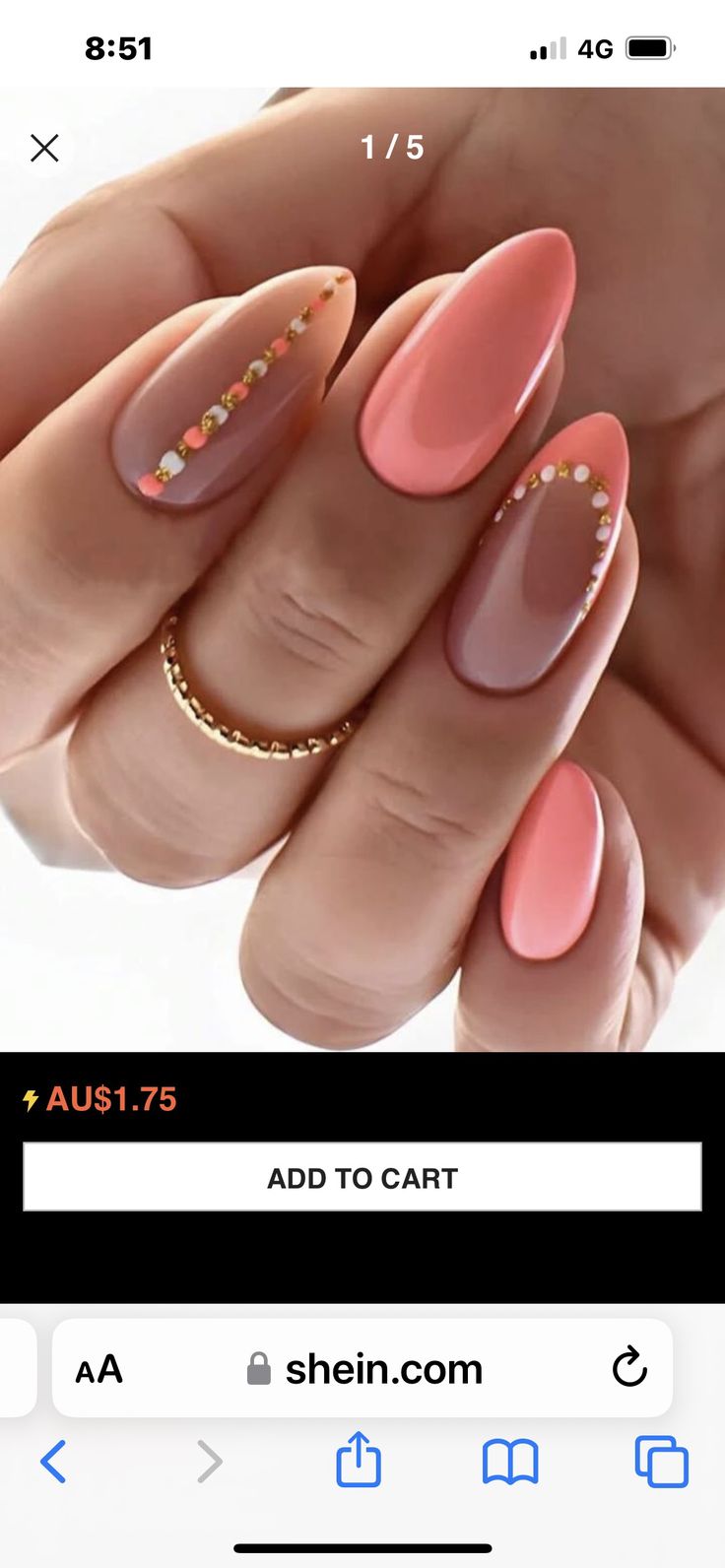 Almond Nails Designs Neutral Colour, Peach Short Nails With Designs, Peach Fuzz Nails Design, Uñas Color Salmon, Uñas Color Coral, Peach Nail Designs, Peace Nails, Color Durazno, Hoco Nails