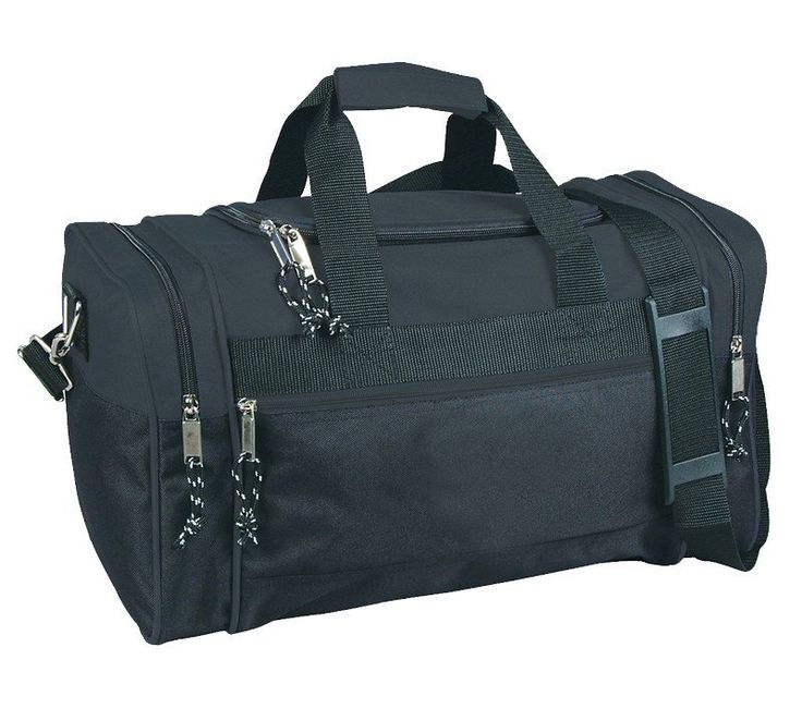 This cheap duffle bag comes with a U shape zippered main compartment for all your gear, two end zippered pockets for your accessories and a front zippered pocket for your necessities. The adjustable shoulder strap makes it convenient to adjust the height, or remove it completely to carry it by hand. Product Description: 600D Polyester U-Shape main zippered compartment, Two end zippered pockets, Front zippered pocket, Adjustable & removable shoulder strap. Size: 17"W x 10"H x 9"D Imprint: ... Best Travel Accessories, Sports Bags Gym, Gym Accessories, Outdoor Gym, Travel Duffle, Sports Gym, Duffle Bag Travel, Gym Bags, Travel Duffel