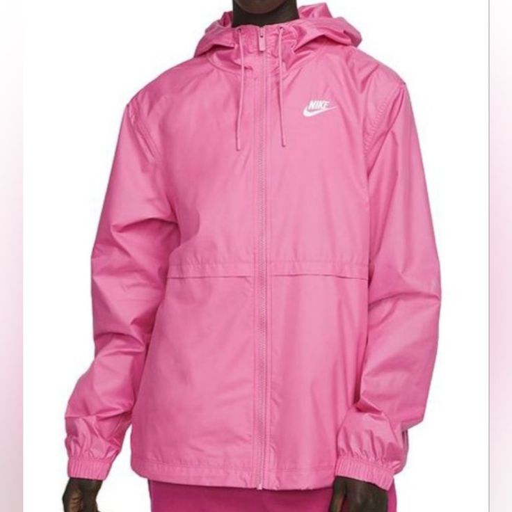 Nike Pink Essential Jacket Size Xxl Brand New With Tags Casual Pink Nike Windbreaker, Nike Pink Windbreaker For Winter, Nike Zip Up Hoodie Pink, Nike Pink Long Sleeve Windbreaker, Pink Long Sleeve Windbreaker With Pockets, Nike Running Jacket, Nba Sweatshirt, Red Puffer Vest, Reversible Sweater