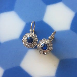 Vintage Sapphire Earrings With Diamonds Solid Gold 9ct 9k 14k | Etsy Vintage 14k White Gold Earrings, Vintage White Gold 14k Earrings, Silver 14k Gold Earrings With Lever Back, 14k Gold Round Lever Back Earrings, Sterling Silver Lever Back Earrings For Anniversary, White Gold Round Earrings With Lever Back, White Gold Lever Back Earrings For Anniversary, 14k Gold Lever Back Earrings For Anniversary, Fine Jewelry Lever Back Earrings For Gift