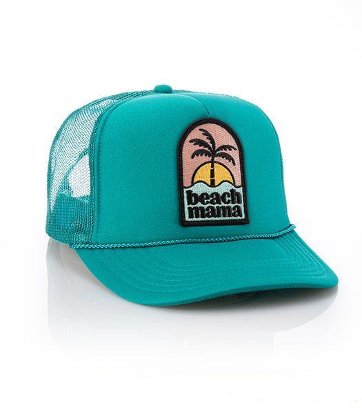 Style: Beach Mama Patch Trucker This patch trucker hat is for all the Beach Mamas out there. So light, low profile and a perfect addition to your growing hat collection. This patch is sewn on for extra durability. 5 Panel Foam Mesh Back Trucker, Pro Style Adult Sizing 100% Poly Foam Front, 100% Nylon Back Trucker Snapback Hat With Curved Brim For Vacation, Green Adjustable Trucker Hat With Curved Bill, Adjustable Green Trucker Hat With Curved Bill, Summer Snapback Dad Hat, Summer Outdoor Snapback Trucker Hat, Blue Curved Bill Trucker Hat For Beach, Blue Trucker Hat With Curved Bill For Beach, Beach-style Trucker Hat With 5-panel Design, Green Baseball Cap With Curved Bill For Summer