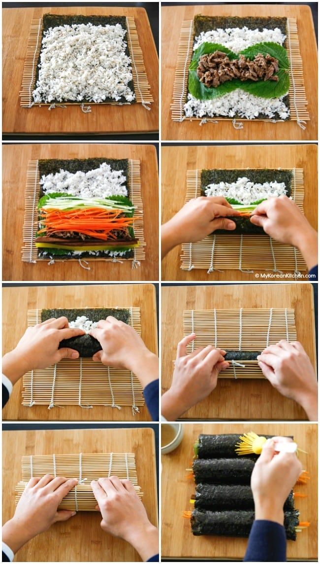 how to make sushi rolls with rice and vegetables