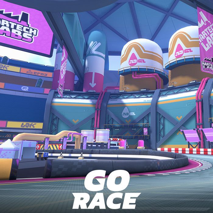 an animated video game with the words go race on it