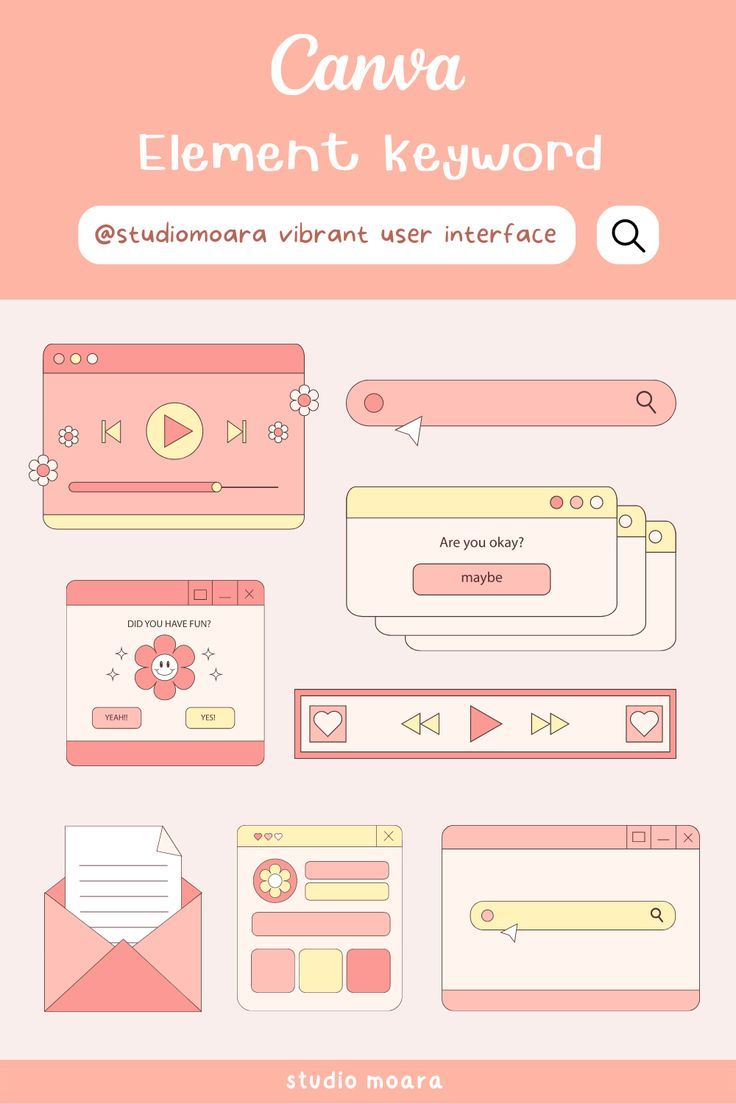 a bunch of different types of webpages on a white and pink background with the words canva element keyword