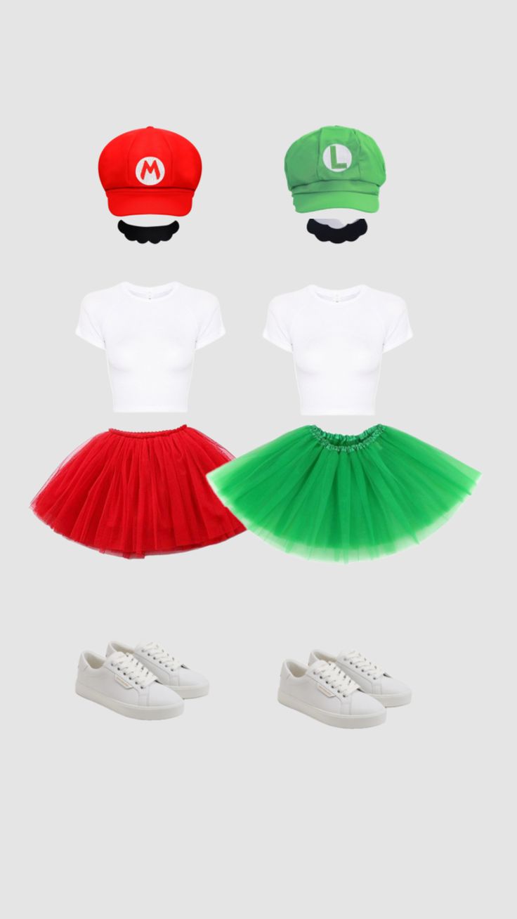 three different types of hats and tutu skirts