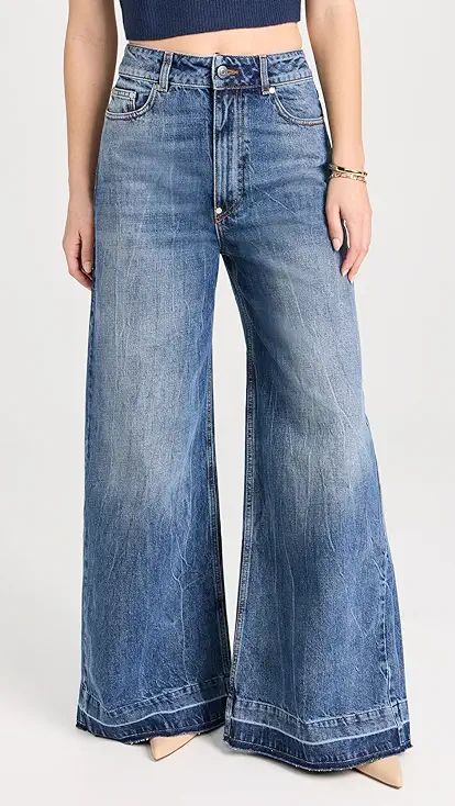 rag & bone Featherweight Sofie Jeans | Shopbop Fall Washed Blue Jeans With Button Closure, Dark Wash Cropped Jeans With Button Closure For Spring, Dark Wash Cropped Jeans For Spring, Spring Cropped Leg Jeans With Buttons, Fall Denim Blue Cropped Jeans With Button Closure, Fall Washed Blue Bottoms With Button Closure, Relaxed Fit Wide Leg Jeans With Buttons, Mid-rise Cropped Jeans With Buttons, Casual Cropped Leg Jeans With Buttons