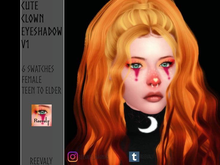 a digital painting of a woman with red hair and makeup on her face is shown