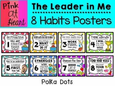 the leader in me 8 habit posters for students to use on their classroom desks