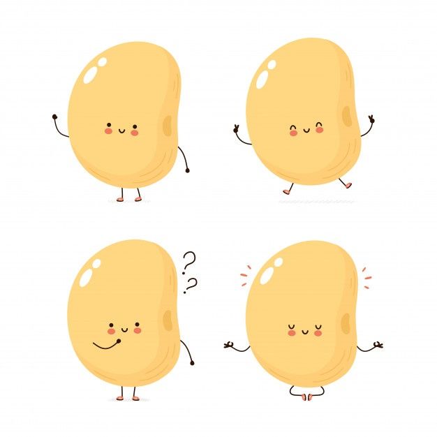 four images of a cartoon character with different expressions, including the face and body of a potato