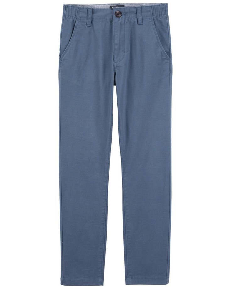 Featuring necessary details like added stretch for comfort, functional pockets and a slim tapered fit, these classic pants will quickly become a school-day favorite! Classic Blue Pants With Five Pockets, Casual Stretch Bottoms For School, Everyday Blue Pants With Five Pockets, Everyday Blue Bottoms Straight Leg, Casual School Pants With Elastic Waistband, Everyday Blue Straight Leg Bottoms, Blue Straight Leg Bottoms For Everyday, Casual Pants With Elastic Waistband For School, Blue Jeans With Elastic Waistband For Everyday