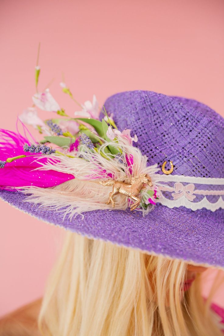 PURPLE HAZE SUN HAT Sun hat Judith March Derby Winners, Suns Out, Pink Feathers, Sun Hat, Sun Hats, Your Eyes, Make You Feel, Pink Flowers, Derby