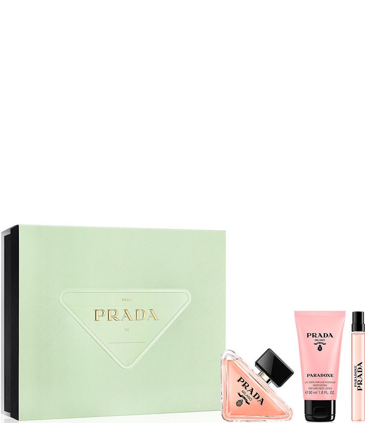 Create unforgettable memories with Prada. This gift set includes the feminine fragrance Paradoxe Eau de Parfum. A floral&#x2C; ambery perfume that reinvents freshness with a neroli bud extraction to capture the flower's fresh scent&#x2C; sensuality with amber to reveal a vibrant warmth&#x2C; and intensity through a revolutionary musk molecule.Gift Set Includes:3-oz. Paradoxe Eau de Parfum Spray0.3-oz. Paradoxe Eau de Parfum Travel Feminine Fragrance, Gift Sets For Women, Fragrance Set, Unforgettable Memories, Women Perfume, Flower Heart, Women Fragrance, Fragrances Perfume, Body Lotion