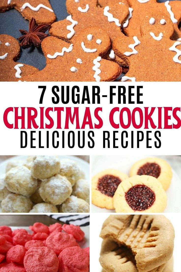 christmas cookies with the words 7 sugar - free christmas cookies delicious recipes