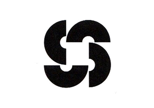 the letter s is shown in black and white