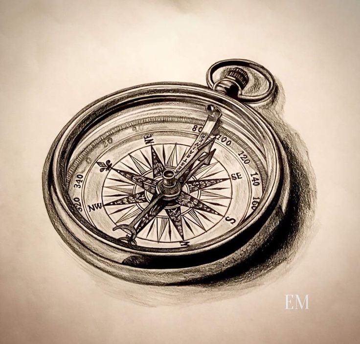 a drawing of a compass on a piece of paper