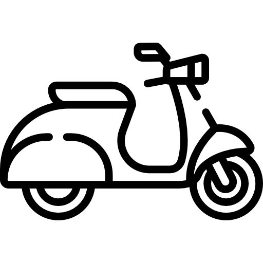 a black and white drawing of a scooter