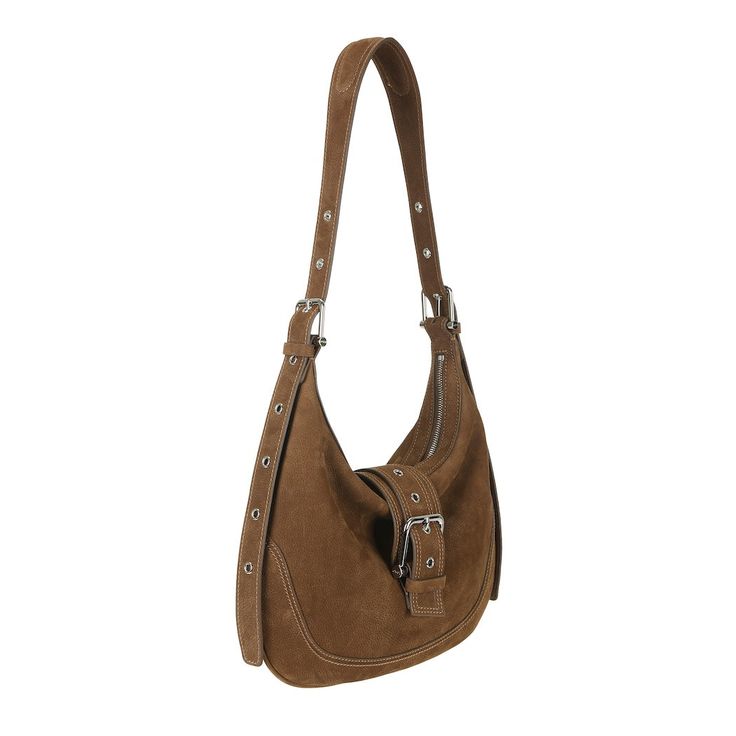 Osoi mid hobo Broucle oversized handbag in beautiful chestnut brown nubuck leather. Measurements: 30cm bottom, 24.5cm height, 115cm strap. Outer: 100% cow leather. Lining: 85% polyester, 15% polyurethane. 24FWB050 04048 PIPE AND ROW Luxury Brown Shoulder Bag With Buckle Closure, Brown Leather Shoulder Bag With Buckle Closure, Suede Bags With Silver-tone Hardware For Everyday Use, Everyday Suede Bags With Silver-tone Hardware, Everyday Suede Shoulder Bag With Silver-tone Hardware, Everyday Suede Shoulder Bag With Palladium Hardware, Chic Suede Shoulder Bag With Silver-tone Hardware, Brown Bags With Buckle Closure For Everyday, Brown Shoulder Bag With Palladium Hardware For Everyday Use