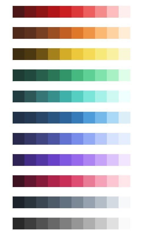 an image of different colors that are in the same color scheme, each with their own text