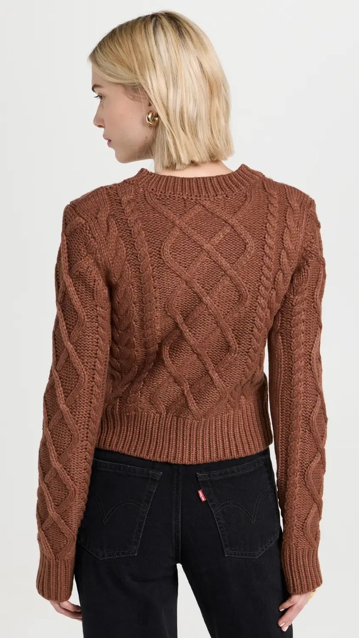 English Factory Texture Cable Sweater | Shopbop Cable Knit Cropped Sweater With Crew Neck, Cropped Cable Knit Sweater With Crew Neck, Cable Knit Crew Neck Acrylic Sweater, Acrylic Cable Knit Crew Neck Sweater, Cozy Fitted Cable Knit Cropped Sweater, Acrylic Cable Knit Cardigan, Trendy Cable Knit Crew Neck Sweater, Cozy Cable Knit Cropped Sweater With Crew Neck, Fitted Cozy Cable Knit Cropped Sweater