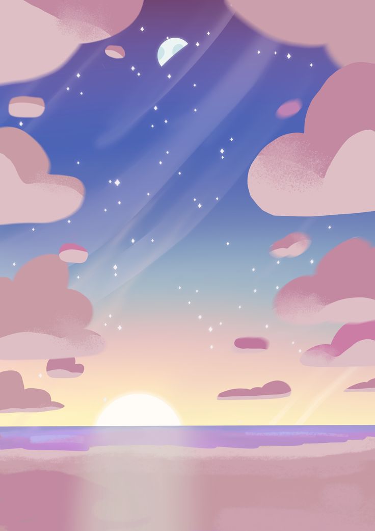 the sky is filled with clouds and stars