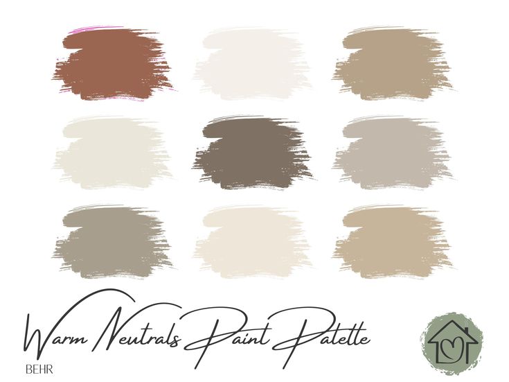 various shades of paint with the words warm neutral paint palette