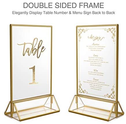 two tables that have been set up for a table number and sign back to back