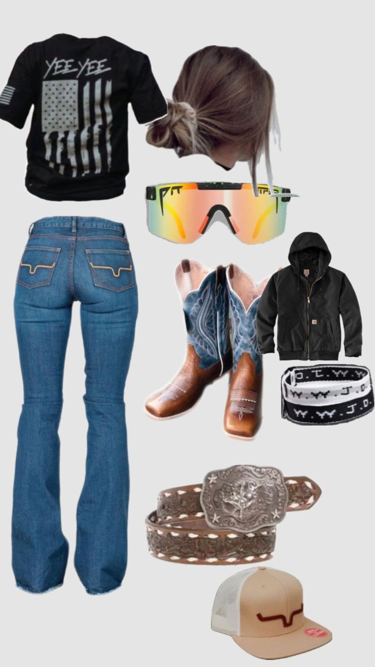 Outfits With Bootcut Jeans Country, Country Basic Outfits, Western Outfit Inspo For School, Country Girl Fits For School, Bootcut Jeans Outfit Western, Cute Winter Outfits Western, Western Outfit Ideas For School, Cute Country Outfits For Women, Kimes Jeans Outfits