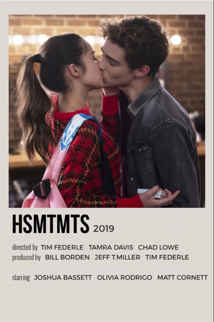 two people kissing each other in front of a poster for hsmtts 2019,