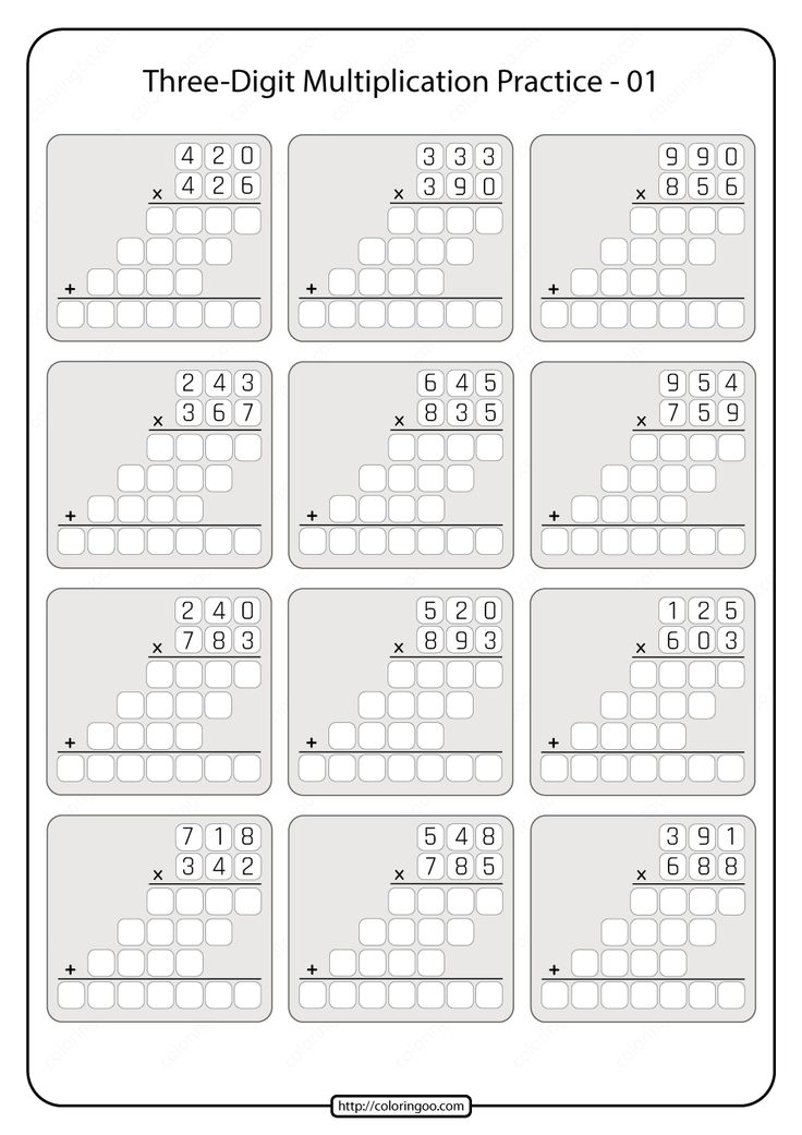 the three digit addition practice worksheet is shown in black and white, with numbers on