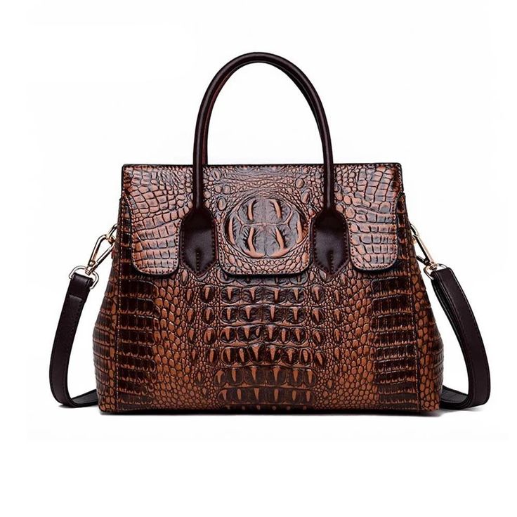 Upgrade your wardrobe with the Fashionable CrocLuxe Convex Crocodile Tote Bag, a must-have accessory for fashion-forward individuals. Crafted with high-quality PU material, this tote bag exudes elegance and sophistication with its mesmerizing alligator pattern. Its versatile style and practical features make it the perfect accessory to elevate your fashion game. Don't miss out on the opportunity to own this unique and trendy accessory that will surely turn heads wherever you go. Brown Crocodile Pattern Shoulder Bag For Business, Brown Crocodile Pattern Shoulder Satchel, Business Brown Crocodile Pattern Bag, Brown Crocodile Pattern Shoulder Bag With Double Handle, Luxury Brown Shoulder Bag With Crocodile Pattern, Brown Crocodile Pattern Satchel For Business, Classic Brown Bag With Crocodile Pattern, Brown Crocodile Pattern Satchel For Office, Luxury Brown Crocodile Pattern Shoulder Bag