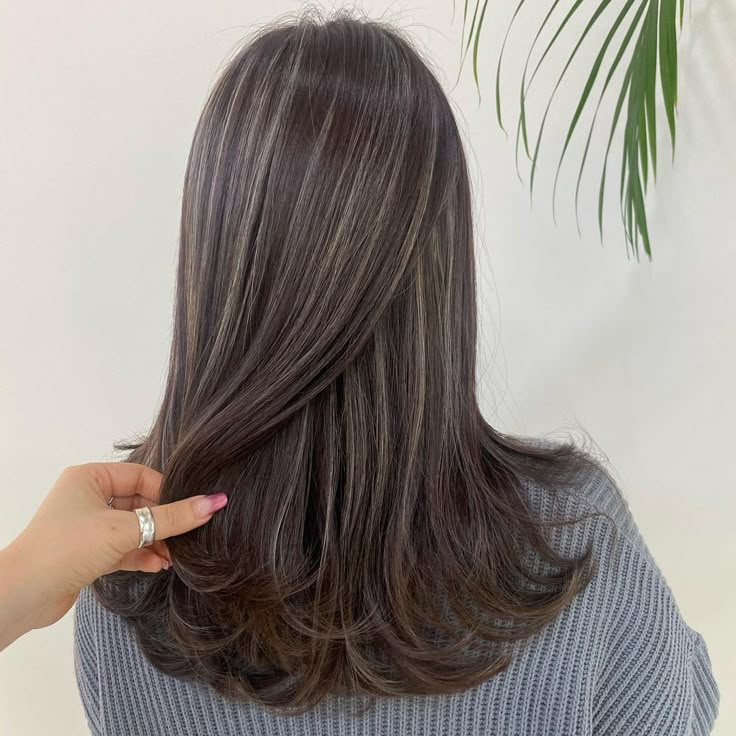 Blow Out Blonde Highlights, Korean Balayage Hair, Hair Colors For Brown Skin Mexican, Korean Highlights, The Wet Look, Ash Hair Color, Brown Hair Inspo, Layered Haircuts For Medium Hair, Beautiful Hairstyle