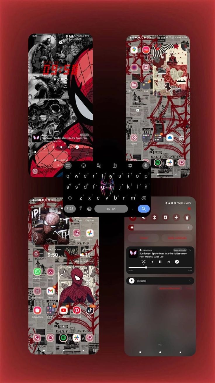 the spiderman theme is shown on this phone screen, and it appears to be in color