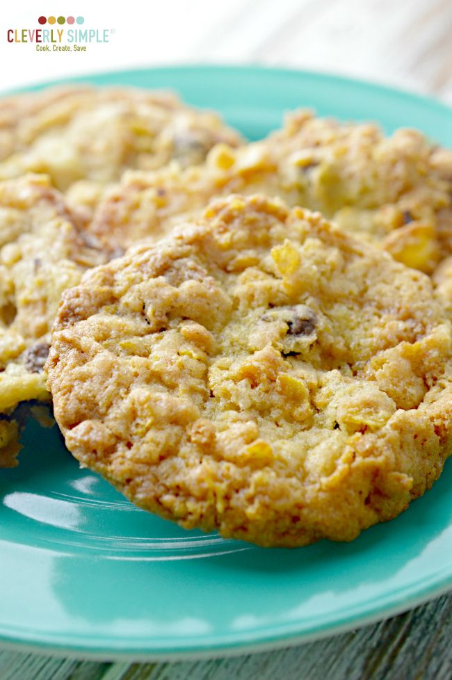 two cookies sitting on top of a blue plate