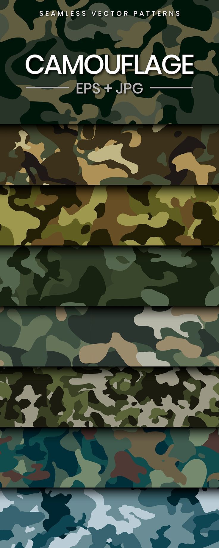 camouflage background set with different colors and sizes